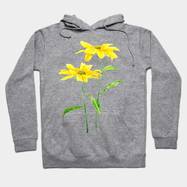 2 yellow Jerusalem daises watercolor Hoodie by colorandcolor